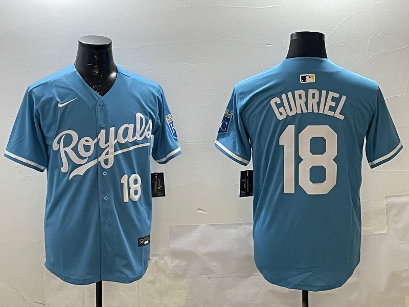 Men Kansas City Royals #18 Gurriel Light Blue Game 2025 Nike MLB Jersey style 4